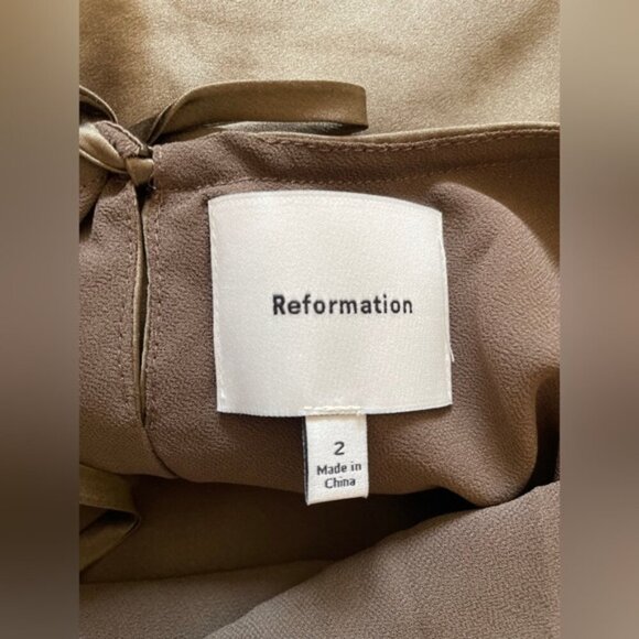 NEW Reformation Anaiis Long Silk Backless Dress Morel Brown | US 2 UK 6 - Picture 9 of 13